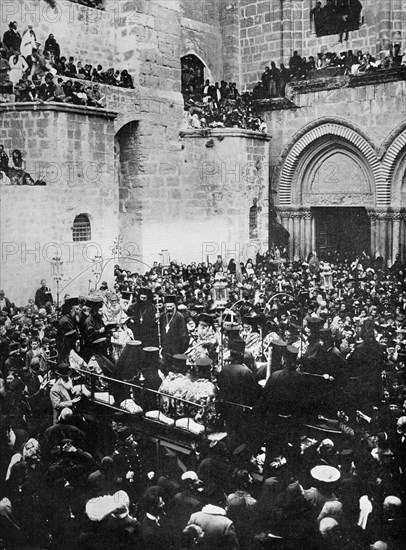 The Washing of the Feet, Church of the Holy Sepulchre, Jerusalem.Artist: The American Colony