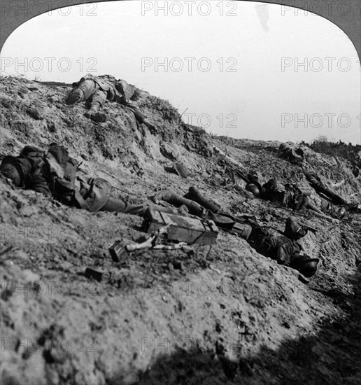 Dead soldiers, Vimy Ridge, France, World War I, 1914-1918Artist: Realistic Travels Publishers