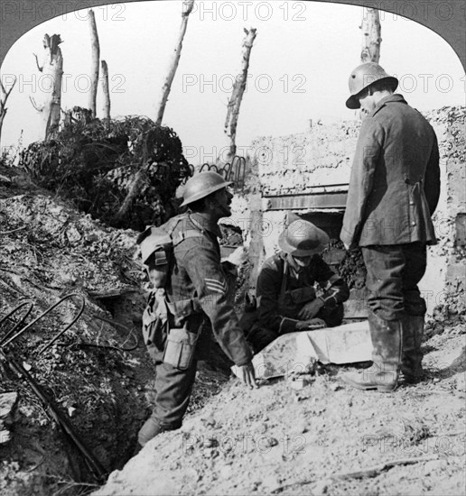 Captured German blockhouse, Poelecappelle, Belgium, World War I, 1914-1918.Artist: Realistic Travels Publishers