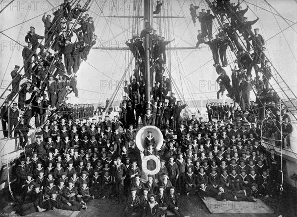 The sailor lads of the training ship HMS 'Lion' at Devonport, Devon, 1896. Artist: WM Crockett