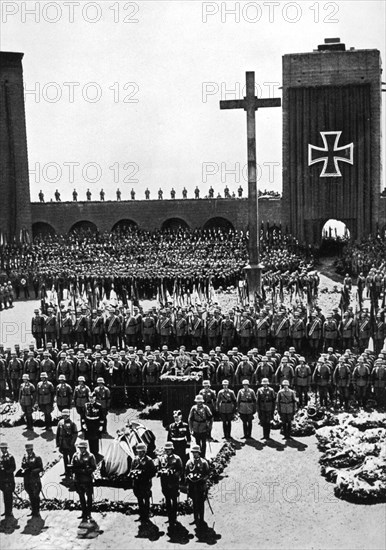 State funeral of President Paul von Hindenburg, Tannenberg, Germany, 1934. Artist: Unknown