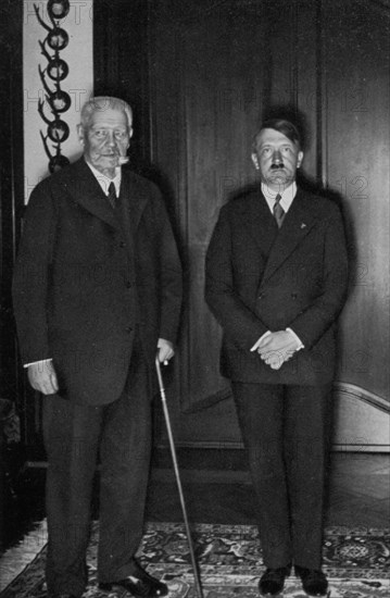 German President Paul von Hindenburg and Chancellor Adolf Hitler, c1933-c1934. Artist: Unknown