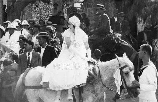 A Greek sailor's wedding, Pylos, Greece, 1938. Artist: Unknown