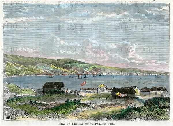 'View of the Bay of Valparaiso, Chili', c1880. Artist: Unknown