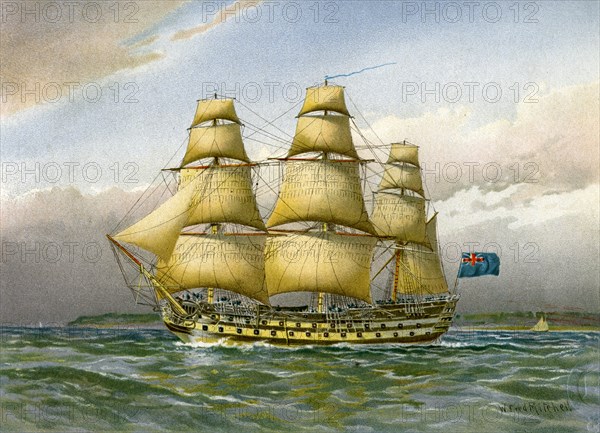 Royal Navy battle ship, c1760 (c1890-c1893). Artist: Unknown