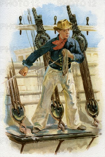 Heaving the lead, 18th century (c1890-c1893). Artist: Unknown