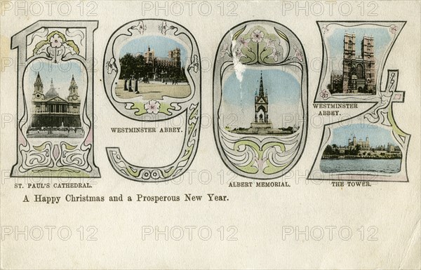 Christmas card, 1904. Artist: Unknown