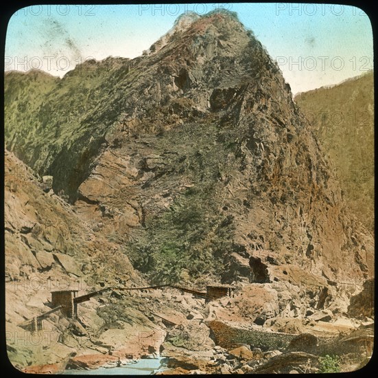 Bridge over the Sutleij River, Wanga, India, late 19th or early 20th century. Artist: Unknown