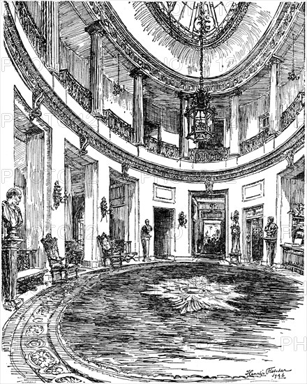 Entrance hall of the RAC clubhouse, Pall Mall, London, 1946. Artist: Hanslip Fletcher