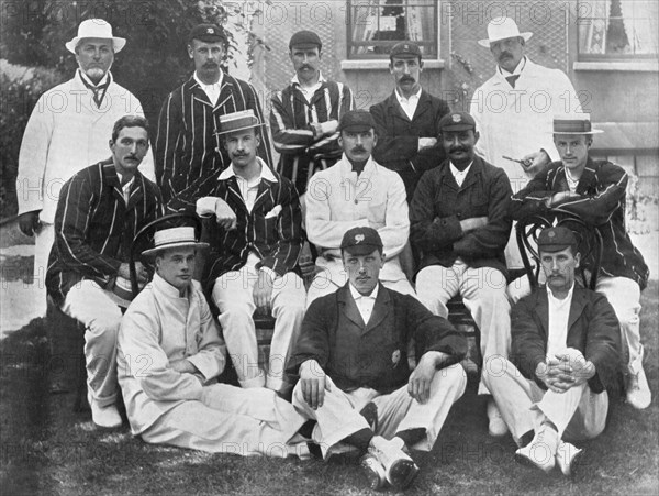 The England Test cricket XI at Lord's, London, 1899.  Artist: Hawkins & Co