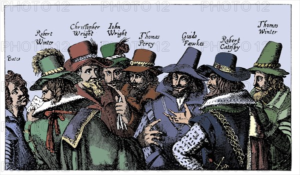 Guy Fawkes and the Gunpowder Plotters, 1605. Artist: Unknown