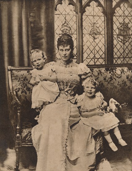 The Duchess of York with her two sons, Princes Edward and Albert, c1897 (1935). Artist: Unknown.