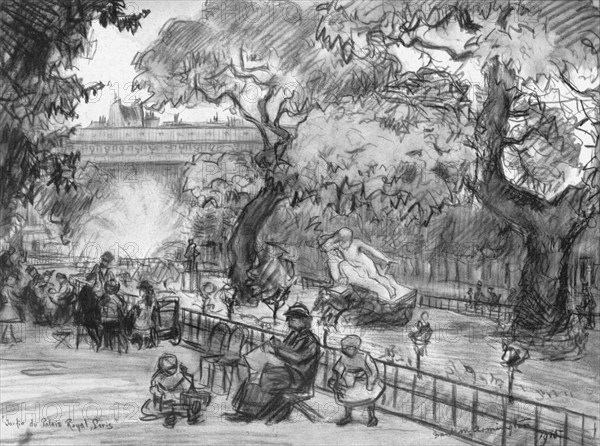 'Garden of the Palais-Royal', 1915. Artist: Frank Milton Armington.