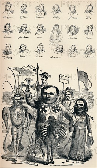 'Caricatures of Members of the National Conference at Frankfort and of the Prussian Kreuz-Zeitung P Artist: Unknown.