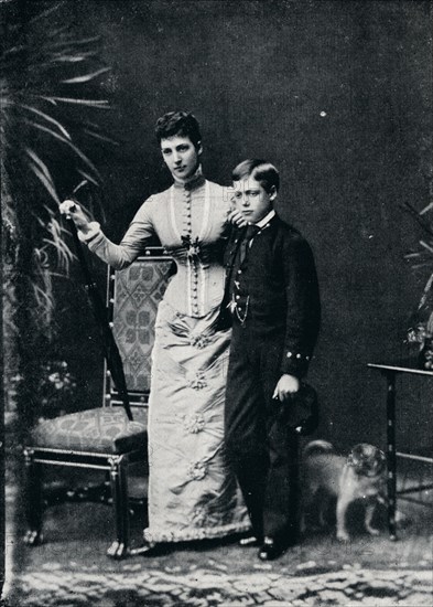 'Queen Alexandra and her second son, the future King George V, c1877 (1910). Creators: Sir Richard Holmes, W&D Downey.