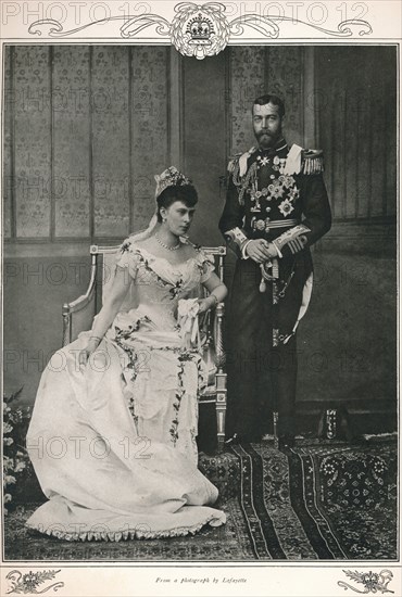 King George V and Queen Mary on their wedding day, 1893 (1911). Creator: Lafayette.