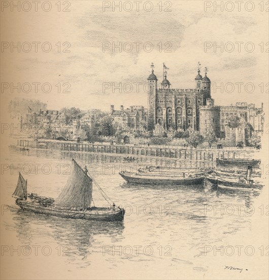 'The Tower of London From Tower Bridge.', 1902. Artist: Thomas Robert Way.