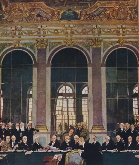 'The Signing of Peace in the Hall of Mirrors,Versailles, 28th June 1919', 1919 (1935) Artist: William Newenham Montague Orpen.