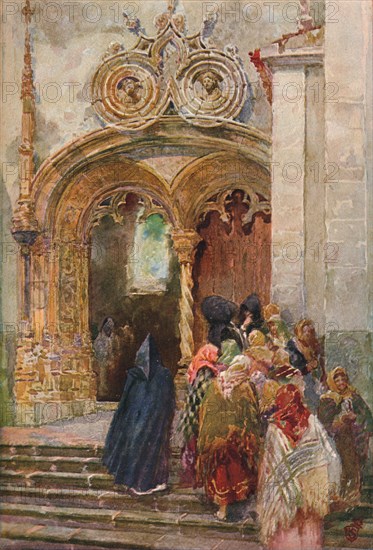 'South Door of Matriz Church, Ponta Delgada', c1899. Artist: Henry Sandham.