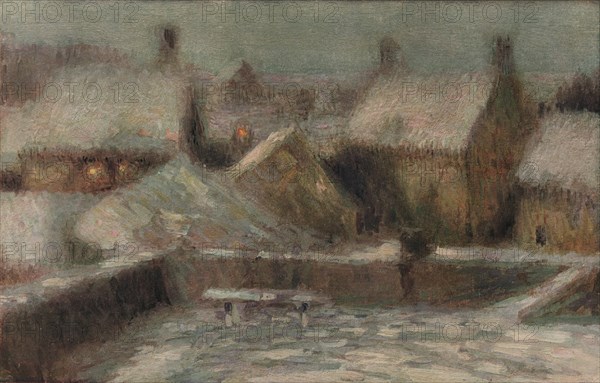 'Snow Scene Evening', c1901. Artist: Henri Eugene Le Sidaner.