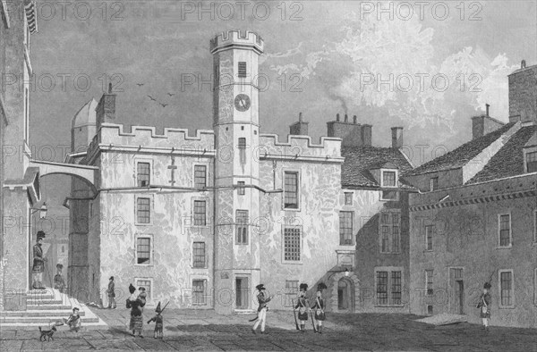 'The Interior Quadrangle of the Castle, Edinburgh', c1829. Artist: J Hinchliff.