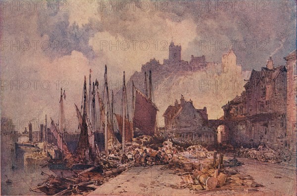 'Fish Market on the Quay, Folkestone Harbour', c1885. Artist: William Callow.