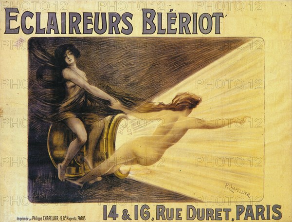 Advertisement for Bleriot headlamps, c1905. Artist: Philippe Chapellier.