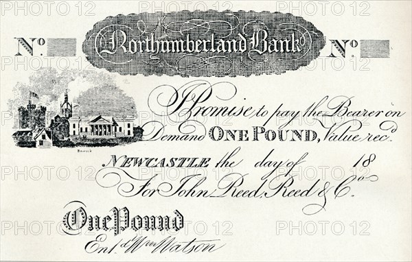 'One Pound Note Executed for the Northumberland Bank', c1820. Artist: Unknown.