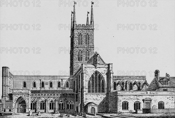 'The South Side of St. Saviour's, Southwark, showing the former nave', c1825, (1912). Artist: Unknown.