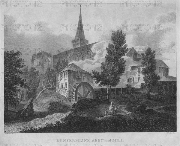 'Dunfermline Abby and Mill', 1804. Artist: James Fittler.