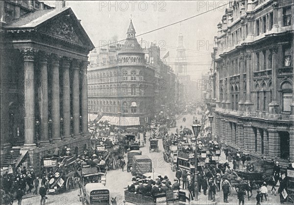 Outside the Mansion House, City of London, 9 AM, c1901 (1901). Artist: Unknown.