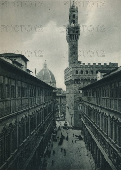 The Palazzo Vecchio from the Uffizi Gallery, Florence, Italy, 1927. Artist: Eugen Poppel.