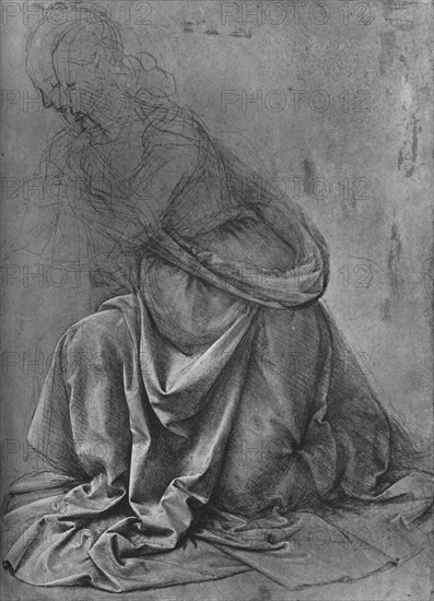 'Study of the Drapery of a Woman Kneeling to the Left', c1477 (1945). Artist: Leonardo da Vinci.