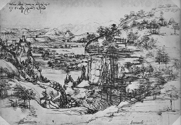 'Landscape', c1480 (1945). Artist: Leonardo da Vinci.