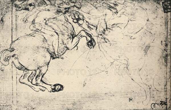 'Fight Between a Horseman and a Griffin', c1480 (1945). Artist: Leonardo da Vinci.