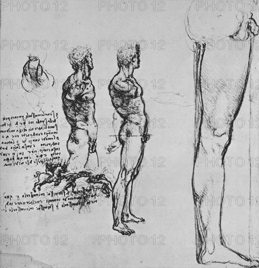 'Studies of Nudes and Smaller Sketch of a Battle', c1480 (1945). Artist: Leonardo da Vinci.