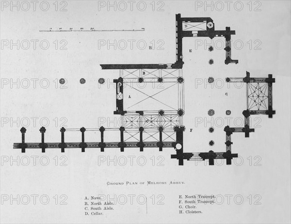 'Ground Plan of Melrose Abbey', 1897. Artist: Unknown.