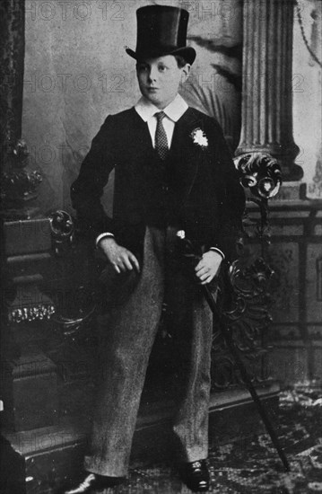 Winston Churchill as a Harrow schoolboy in 1889, (1945). Artist: Unknown.