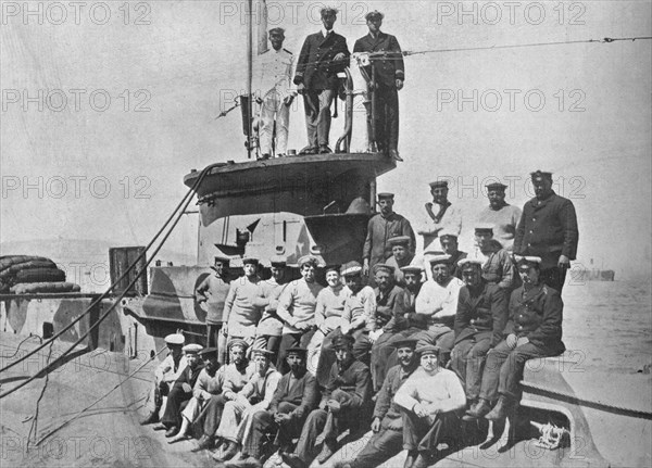 'The officers and crew of the HM Submarine E14', 1915.  Artist: Unknown.