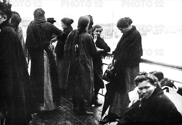 'The last act of a tragedy: A photograph taken on the last boat leaving Ostend for England', 1914. Artist: Unknown.