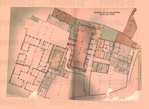 Guild Hall ( City of London) Plan, c1750, (1886). Artist: Unknown.