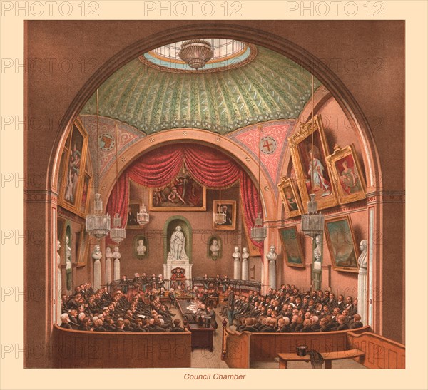 Council Chamber London Guildhall, 1886. Artist: Unknown.