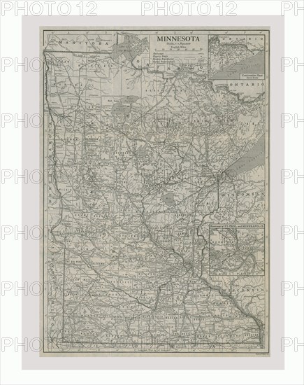 Map of Minnesota, USA, c1900s. Artist: Emery Walker Ltd.