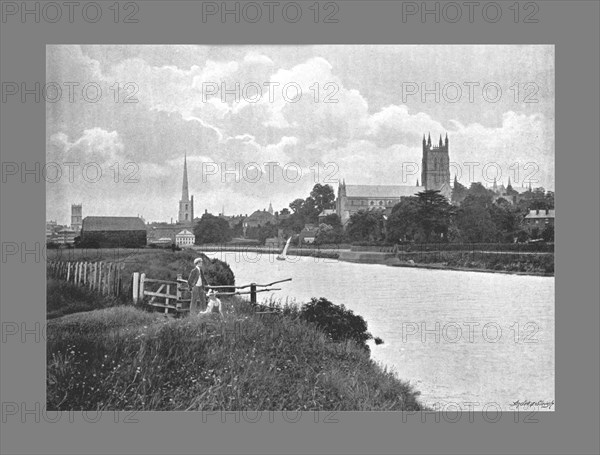 Worcester Cathedral, c1900. Artist: Harvey Barton.