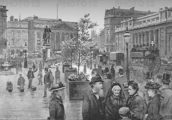 'The Mansion House and the Bank of England', 1891. Artist: William Luker.