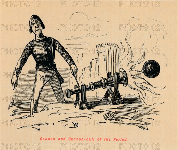 'Cannon and Cannon-ball of the Period', . Artist: John Leech.