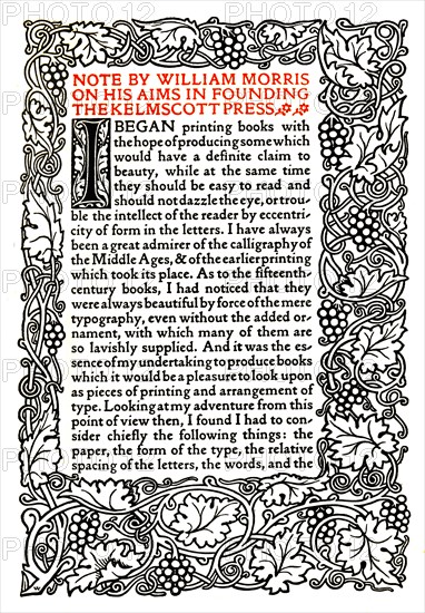 'Kelmscott Press: Page printed in the Golden Type', c.1895, (1914). Artist: William Morris.