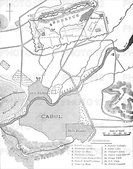 'Plan of the Sherpur Cantonments', c1880. Artist: Unknown.