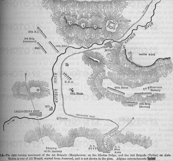 'Plan of the Attack on Ali Musjid, (Nov. 21, 1878)', c1880. Artist: Unknown.