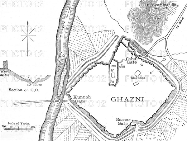 'Plan of Ghazni, (1880)', c1880. Artist: Unknown.